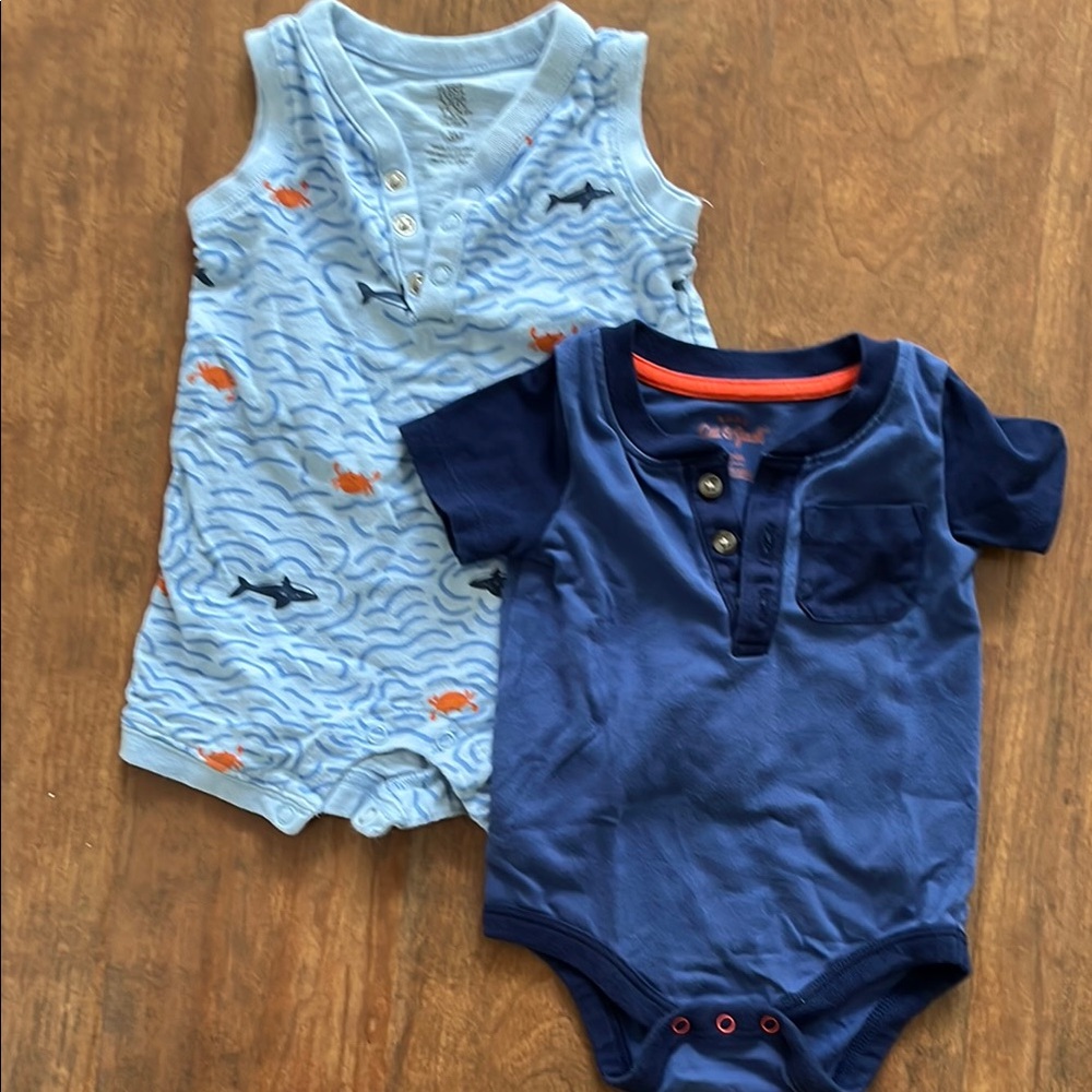 Cat & Jack Blue and Light Blue Bodysuits Set